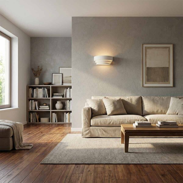 Applique da Parete E14 curva MAREA in Gesso Pitturabile