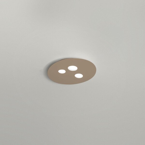 Plafoniera Luna in metallo tortora 47,5x40cm, 3 luci GX53 max 3x8W, IP20, design moderno rotondo, lampadine escluse
