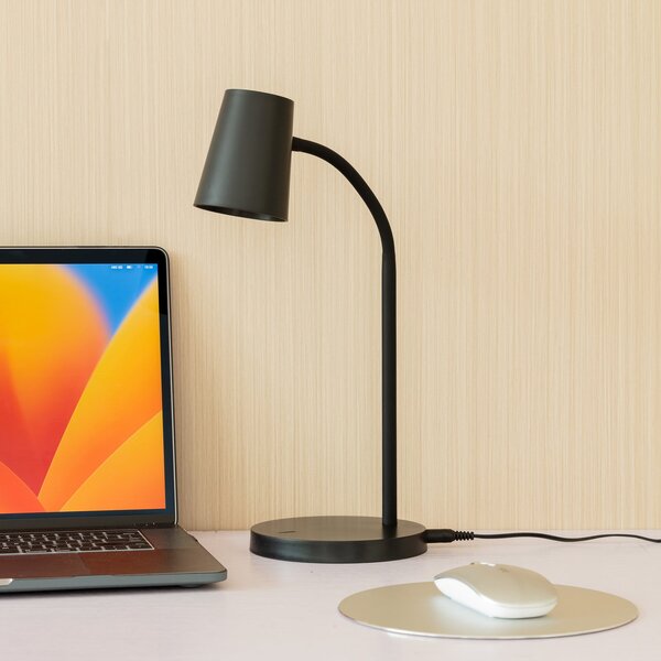 Lampade da tavolo Lindby, Ailina, dimmerabile, Nero, Studio / Ufficio, Plastica, Moderno