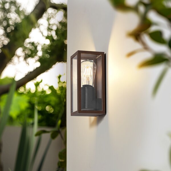 Lampade da esterno Lindby, Robigus, dimmerabile, Marrone / Ruggine, Alluminio, Campagna / rustico