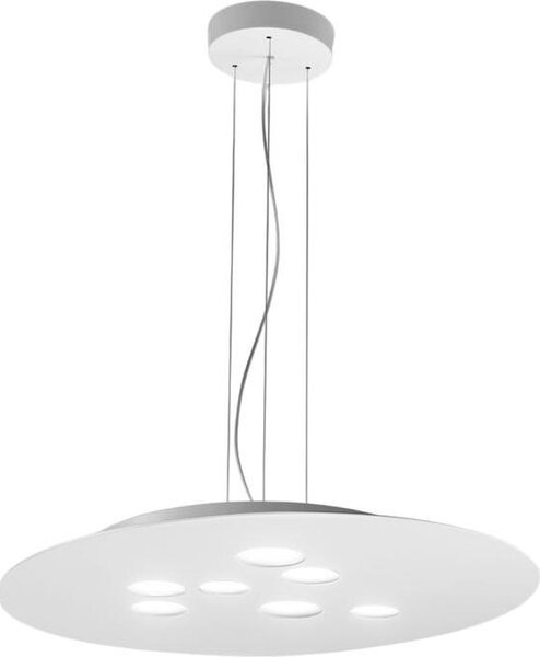 Sospensione a led Luna tonda in metallo bianco 72,5x60cm, 10 luci GX53 max 10x8W, biemissione, IP20, lampadine escluse