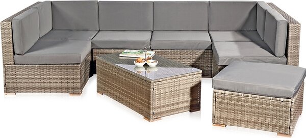 Mucola set da salotto in polyrattan mobili da giardino mobili in rattan set da giardino divano set da pranzo set da giardino - grigio