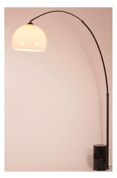 CURVE PIANTANA AD ARCO IN METALLO NERO ORO,BASE IN MARMO NERO E PARALUME D35 CM BIANCO MODERNA