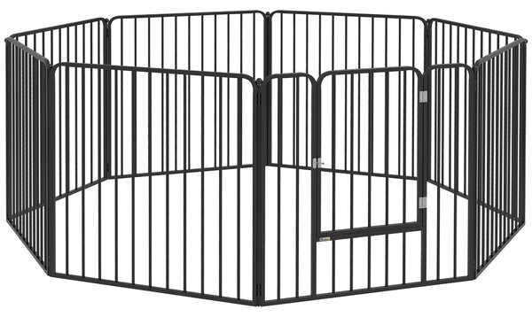 PawHut Box per Cani Recinto 8 Pannelli Modulabile 164x164x80 cm, Nero | Aosom Italy