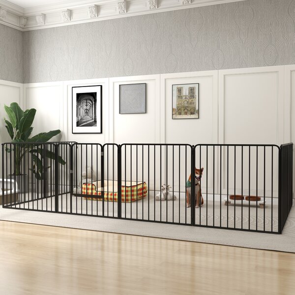PawHut Box per Cani Recinto 8 Pannelli Modulabile 164x164x80 cm, Nero | Aosom Italy