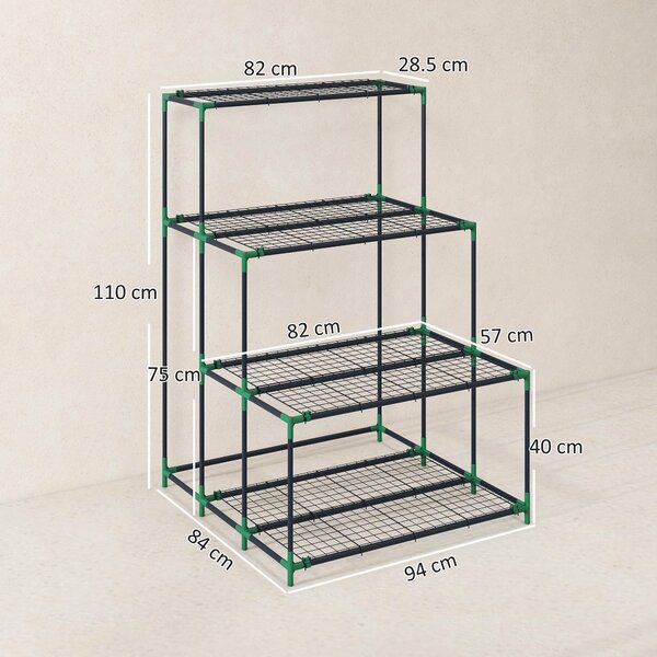 Outsunny Scaffale Porta Piante Portavasi a 4 Livelli, 94x84x110 cm, Verde Scuro | Aosom Italy