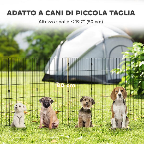 PawHut Recinto per Cani Recinto Espandibile Pieghevole in Metallo 50x80 cm Nero | Aosom Italy
