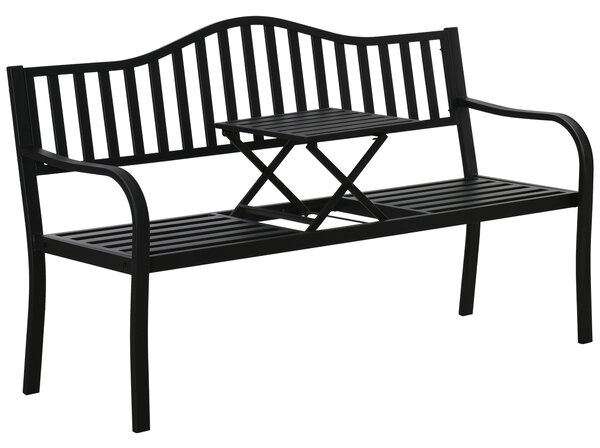 Outsunny Panchina da Giardino Panchina da Esterno 2-3 Posti, 150x58.5x90cm, Nero | Aosom Italy