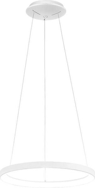 Krizia - Lampada a sospensione led 50W dimmerabile - 2900lm, luce calda 3000K, anello bianco opaco, diffusore opale, d. 60 cm, IP20