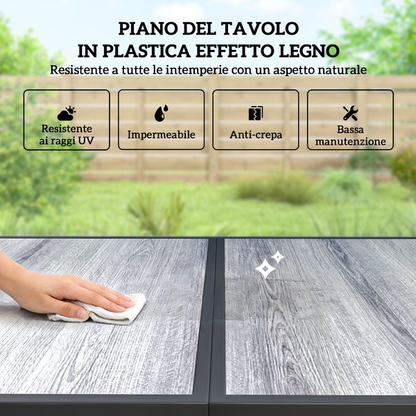 Outsunny Set Tavolo e Sedie da Giardino Set Pranzo Esterno 7 Pezzi, Nero | Aosom Italy