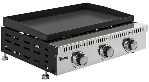 Griglia a Gas Outsunny, portatile da tavolo con vaschetta raccogligrasso, colore nero. | Aosom Italy