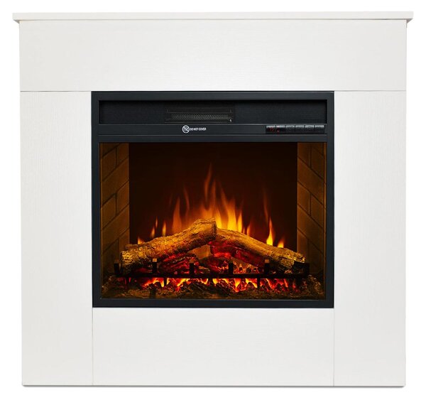Camino elettrico caminetto da terra in legno bianco Italy MICHELANGELO 96x36x90h