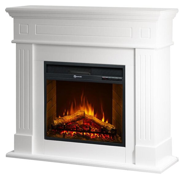 Camino elettrico caminetto da terra CAMBRIDGE in legno Bianco 110x25x95h