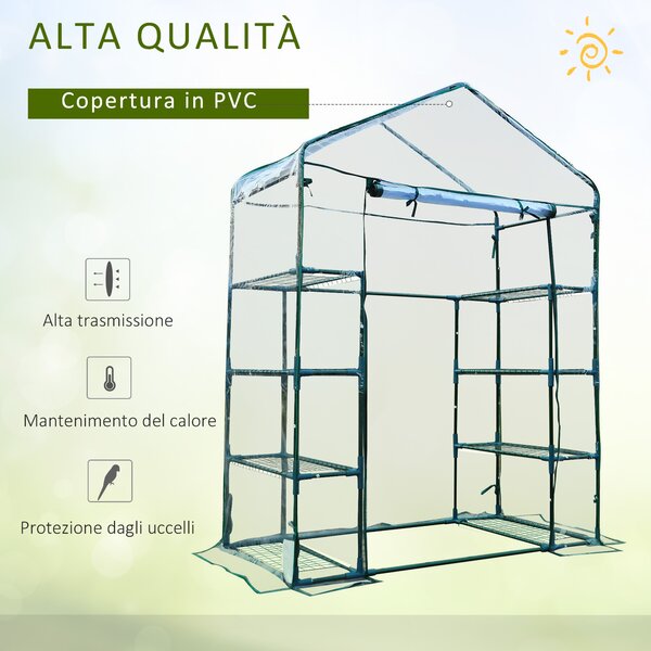 Outsunny Serra da Giardino con Porta Avvolgibile, in Acciaio e PVC Trasparente, per balcone, patio, terrazza, 143x73x195cm | Aosom Ita