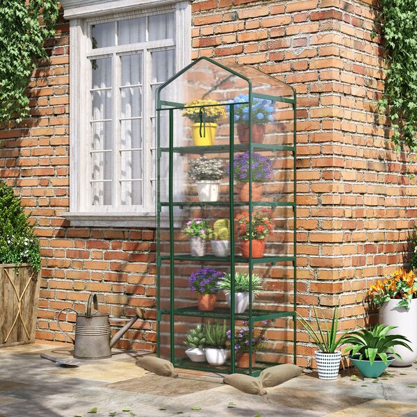 Outsunny Mini Serra in tubi per Orto a 5 Ripiani con Copertura in PVC, per Giardino e Terrazza, 69x49x193cm, Trasparente | Aosom Italy