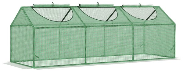 Outsunny Mini Serra con 3 Finestre Avvolgibili e Copertura PE Anti-UV da Giardino per Orto, 180x60x60cm, Verde | Aosom Italy