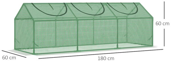 Outsunny Mini Serra con 3 Finestre Avvolgibili e Copertura PE Anti-UV da Giardino per Orto, 180x60x60cm, Verde | Aosom Italy
