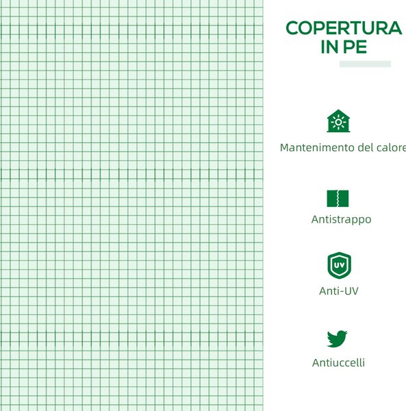 Outsunny Mini Serra con 3 Finestre Avvolgibili e Copertura PE Anti-UV da Giardino per Orto, 180x60x60cm, Verde | Aosom Italy