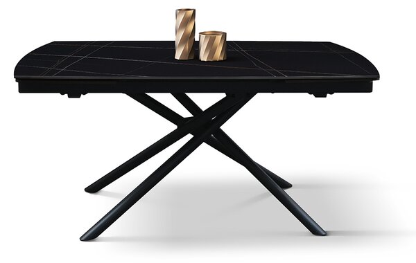 Tavolo allungabile in ceramica nero sahara con gambe tubolari 140x90