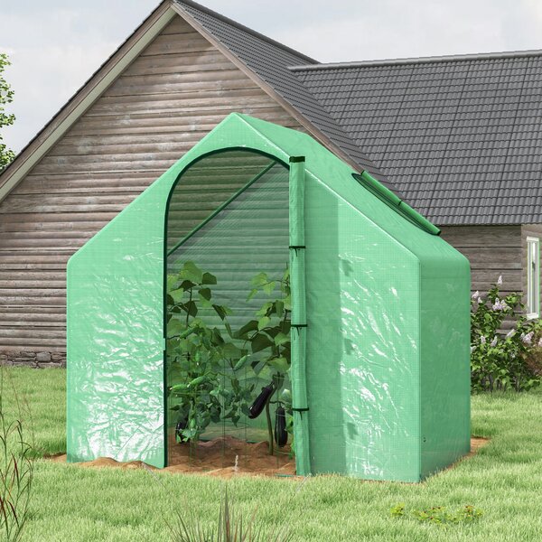 Outsunny Serra per Orto con Porta Avvolgibile a Cerniera, Struttura in Acciaio e Copertura in PE Anti-Raggi UV, 180x100x168cm, Verde | Aosom Ital