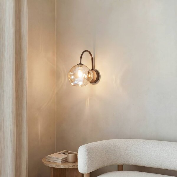 TK Lighting Applique da parete Lava, dimmerabile, Marrone / Ruggine, Soggiorno / Sala da pranzo, Vetro, Applique