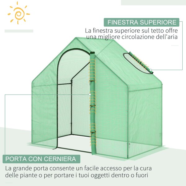 Outsunny Serra per Orto con Porta Avvolgibile a Cerniera, Struttura in Acciaio e Copertura in PE Anti-Raggi UV, 180x100x168cm, Verde | Aosom Ital