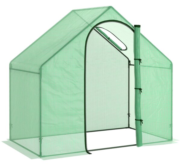 Outsunny Serra per Orto con Porta Avvolgibile a Cerniera, Struttura in Acciaio e Copertura in PE Anti-Raggi UV, 180x100x168cm, Verde | Aosom Ital
