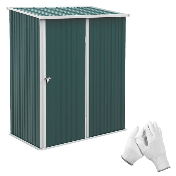 Outsunny Casetta da Giardino in Acciaio Porta Attrezzi con Catenaccio, 161.5x94.5x196cm, Verde | Aosom Italy