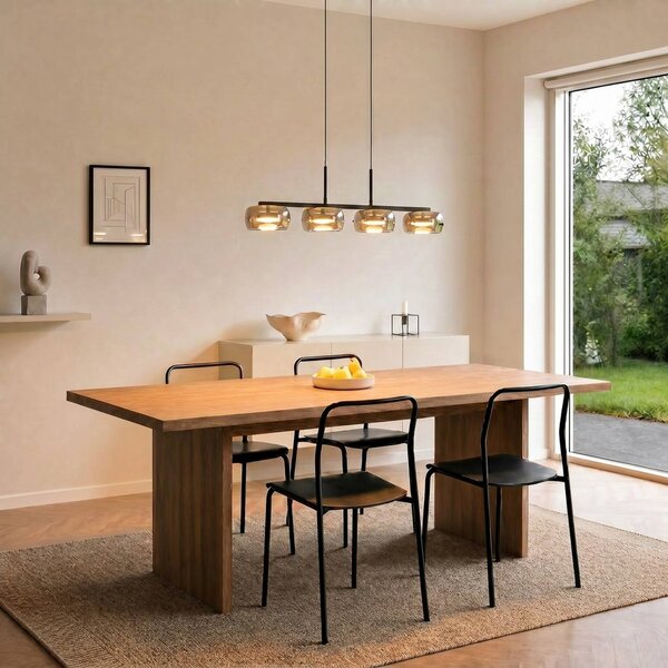 Lampada a sospensione in vetro Martis Lucande, dimmerabile, Crema / Ambra, Soggiorno / Sala da pranzo, Vetro, Moderno, Lampada a sospensione