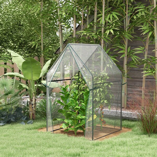 Outsunny Serra per Orto con 2 Porte Avvolgibili e Copertura in PE 90x90x145cm, Trasparente|Aosom