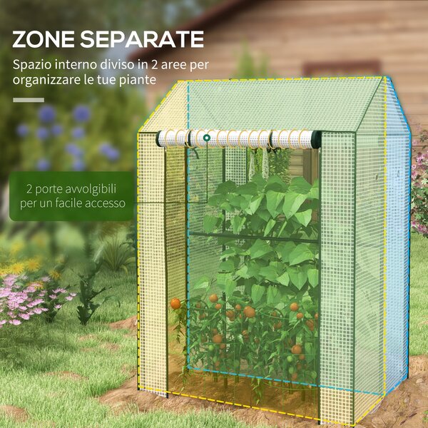 Outsunny Serra da Giardino con Copertura in PE, 2 Zone Separate e Porte Avvolgibili, 100x80x150cm|Aosom