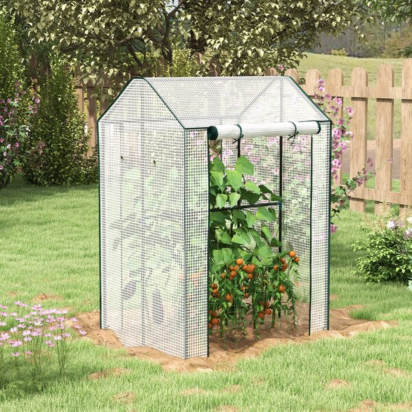 Outsunny Serra da Giardino con Copertura in PE, 2 Zone Separate e Porte Avvolgibili, 100x80x150cm|Aosom