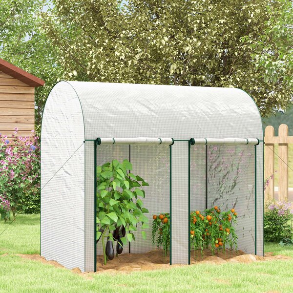 Outsunny Serra da Giardino per Orto con 2 Porte Avvolgibili, in Acciaio e Copertura in PE Anti-Raggi UV, 2x1x1.78m, Bianco|Aosom Italy