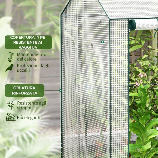 Outsunny Serra da Giardino con Copertura in PE, 2 Zone Separate e Porte Avvolgibili, 100x80x150cm|Aosom