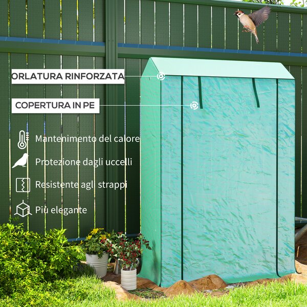 Outsunny Serra da Giardino a 3 Livelli con Copertura in PE Anti-UV e Porta Avvolgibile, 100x40x150 cm, Verde