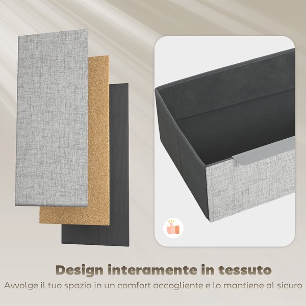 HOMCOM Cassettiera 4 Cassetti in Acciaio con Rivestimento in Tessuto Effetto Lino, 60x36x88 cm, Grigio | Aosom Italy