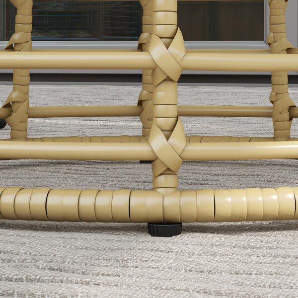 Outsunny Tavolino da giardino rotondo in resina dall'aspetto rattan metallo e piano composito, dim. Ø45 x 50H cm