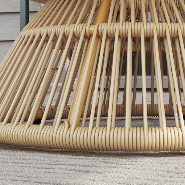 Outsunny Tavolino da giardino rotondo, tavolino d'appoggio in resina effetto rattan e piano in vetro temperato Ø60 x 37H cm