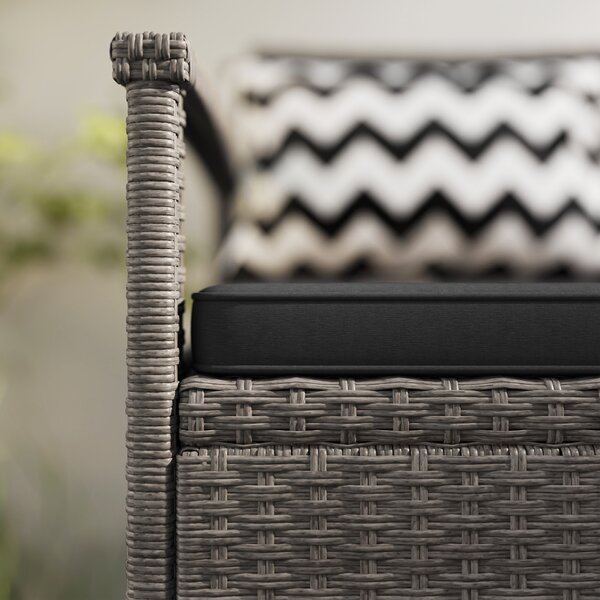 Outsunny Panca da giardino esterno 2 posti panca portatrucchi 160L in rotin PE con cuscino 2 cuscini 112 x 62 x 82 cm grigio