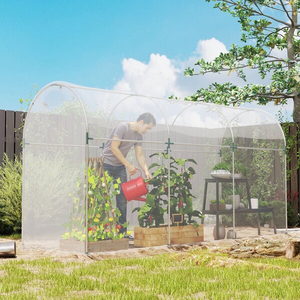 Outsunny Copertura per serra in plastica, Foglio per Coprire Piante, Resistente ai Raggi UV, Impermeabile, 8 x 10 m