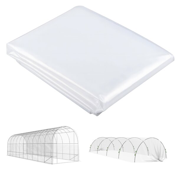 Outsunny Copertura per serra in plastica, Foglio per Coprire Piante, Resistente ai Raggi UV, Impermeabile, 8 x 10 m