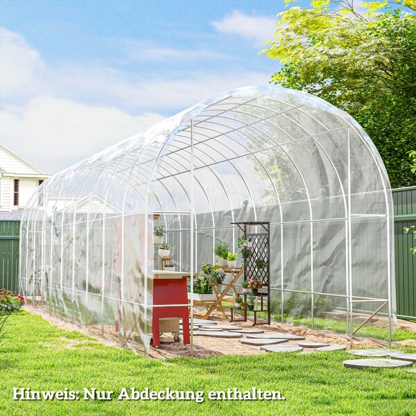Outsunny Copertura per serra in plastica, Foglio per Coprire Piante, Resistente ai Raggi UV, Impermeabile, 8 x 10 m