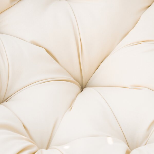 Outsunny Poltrona Papasan Girevole Ø97x90 cm con Cuscino, in Poliestere e Rattan Intrecciato, color Crema