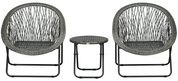 Outsunny Set da giardino esterno in resina con tavolo e sedie per 2 persone tavolo 2 sedie pieghevoli grigio