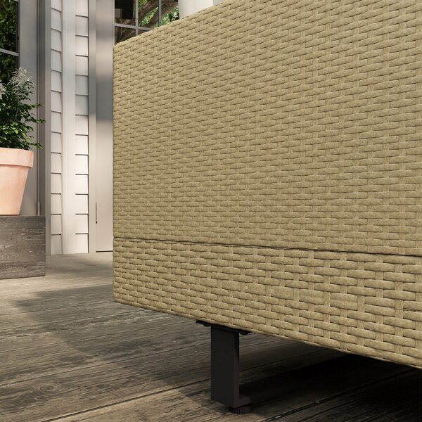 Outsunny Salotto da giardino d'angolo 5 posti design contemporaneo cuscini sfoderabili tavolino acciaio verniciato a polvere resina intrecciata beige