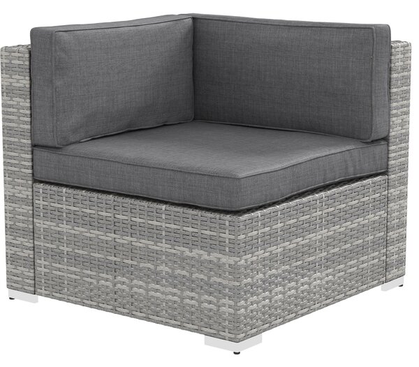 Outsunny Set salotto da giardino 7 pezzi modulari tavolino piano vetro temperato cuscini sfoderabili inclusi grigio