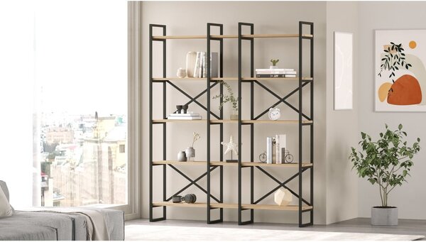 Scaffale in rovere nero/naturale 144x175 cm Dusan - Marckeric