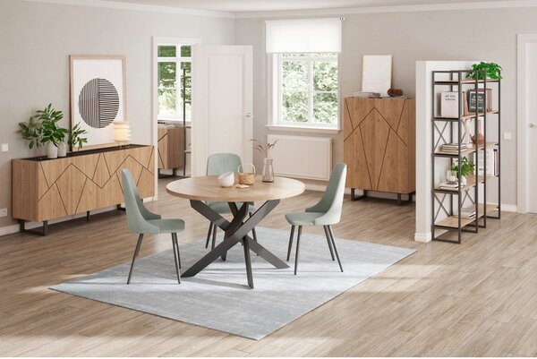Tavolo da pranzo rotondo con piano in rovere 120x120 cm Ther - Marckeric