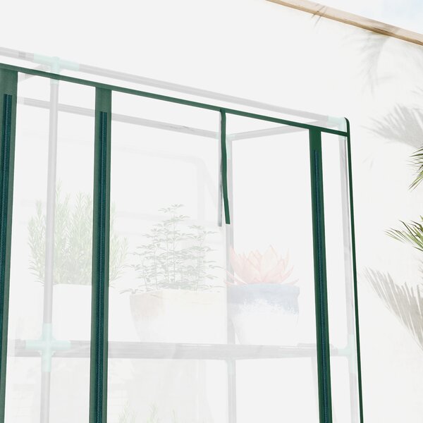 Outsunny Serra da giardino con ripiani a 3 livelli serra da balcone 3 porte avvolgibili con zip 215 x 46 x 151 cm verde