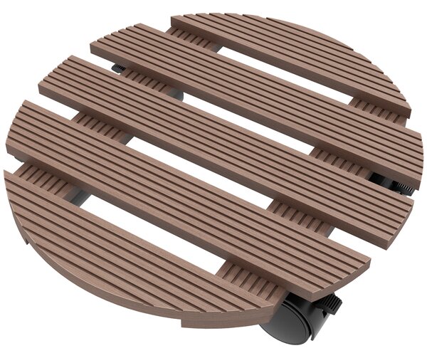 Outsunny Set di 4 supporti rotondi Ø30 cm per piante - supporto porta vasi su ruote, interno ed esterno